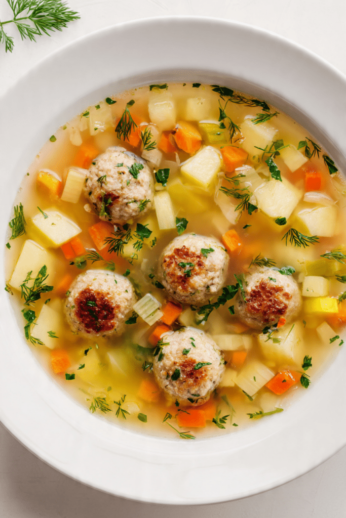 Russian Meatball Soup (Frikadelki Soup)