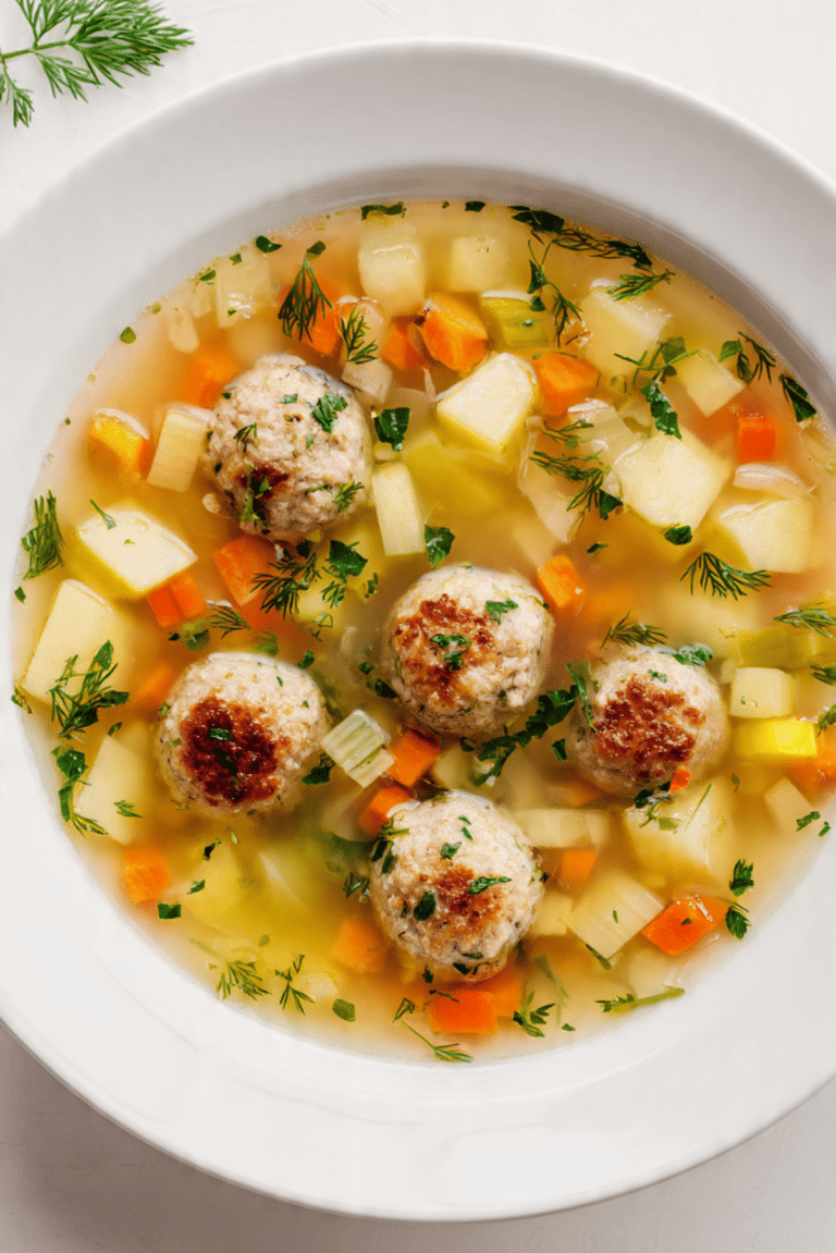 Russian Meatball Soup (Frikadelki Soup)