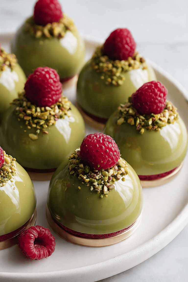 Pistachio Raspberry Cheesecake Domes