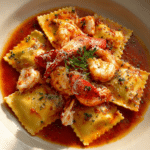 Spicy Lobster, Crab & Shrimp Ravioli