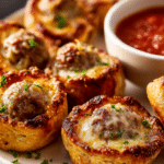 Garlic Parm Meatball Arayes