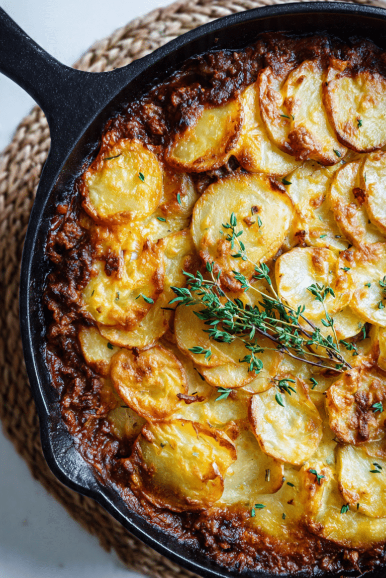 Crispy Potato Topped Beef “Pie”