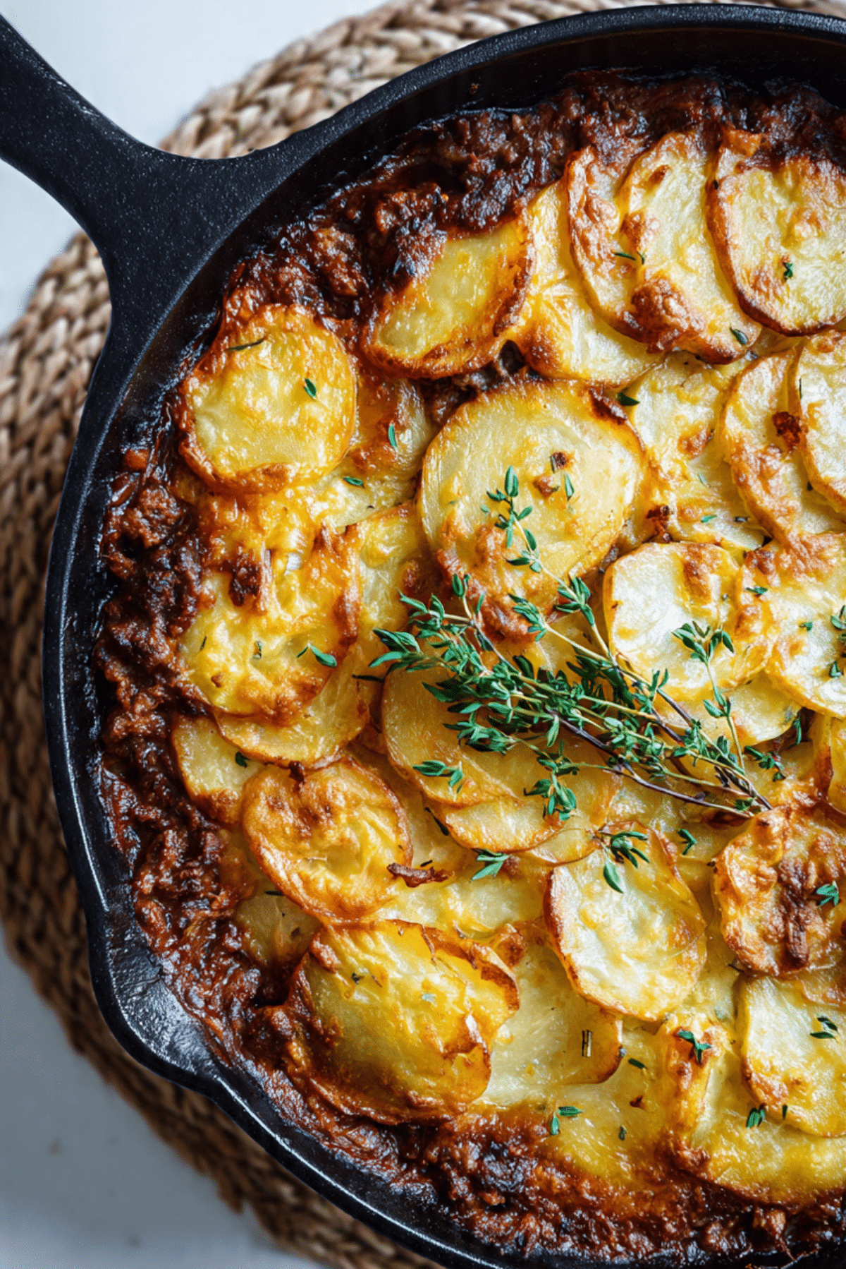 Crispy Potato Topped Beef “Pie”