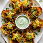 Cheeseburger Fried Potato Skins with Basil Aioli