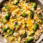 30-Minute Broccoli Cheddar Chicken & Rice Skillet