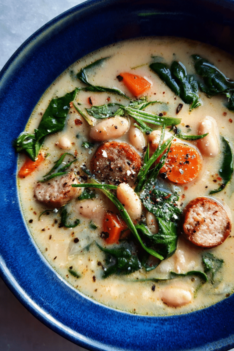Tuscan White Bean Sausage Soup (One Pot)