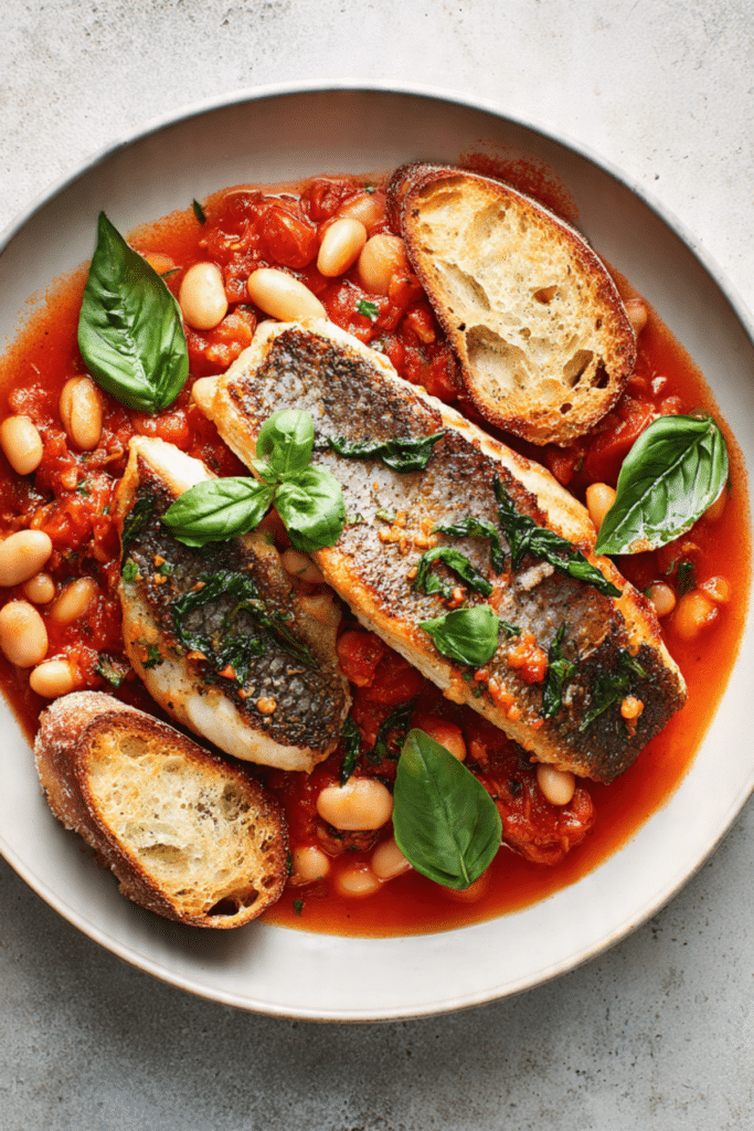 Poached Sea Bass Recipe (Tuscan-Style)