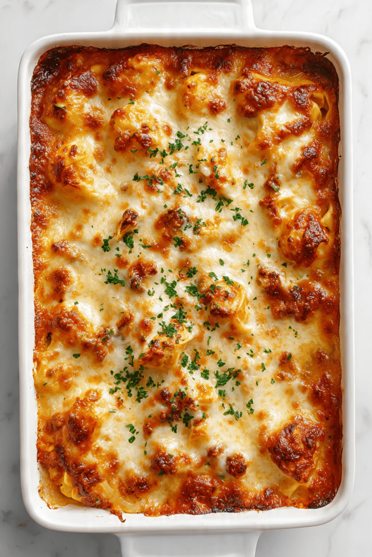 No boil sausage cheesy tortellini bake