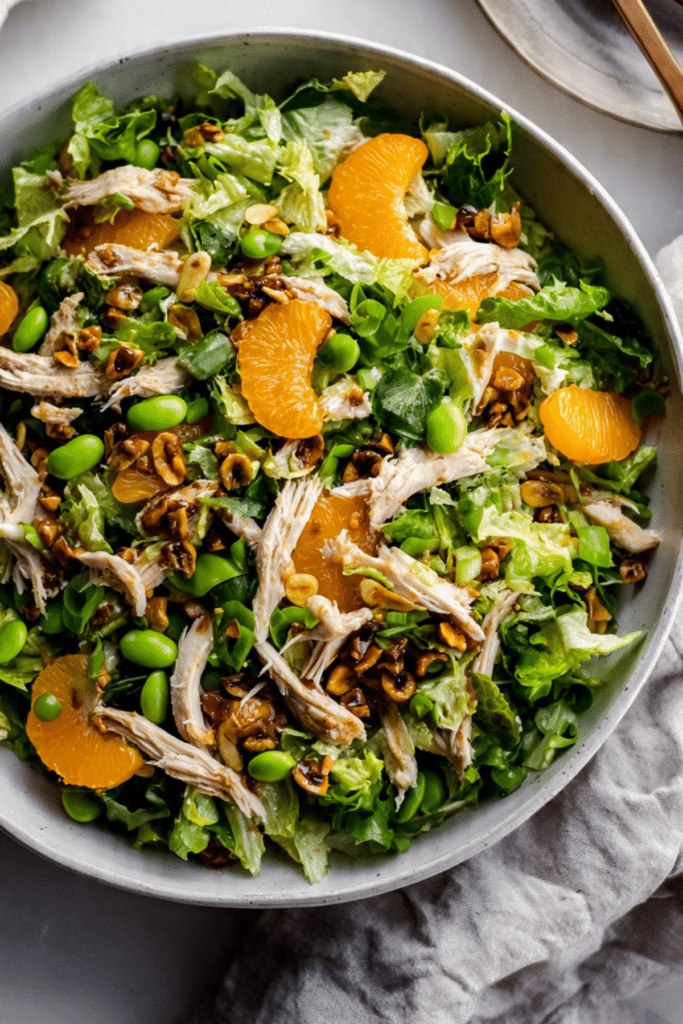 Asian Chopped Chicken Salad with Spicy Candied Nuts