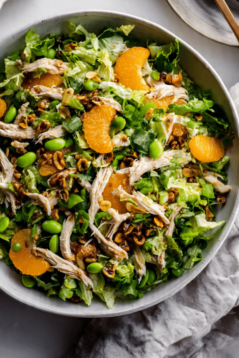 Asian Chopped Chicken Salad with Spicy Candied Nuts
