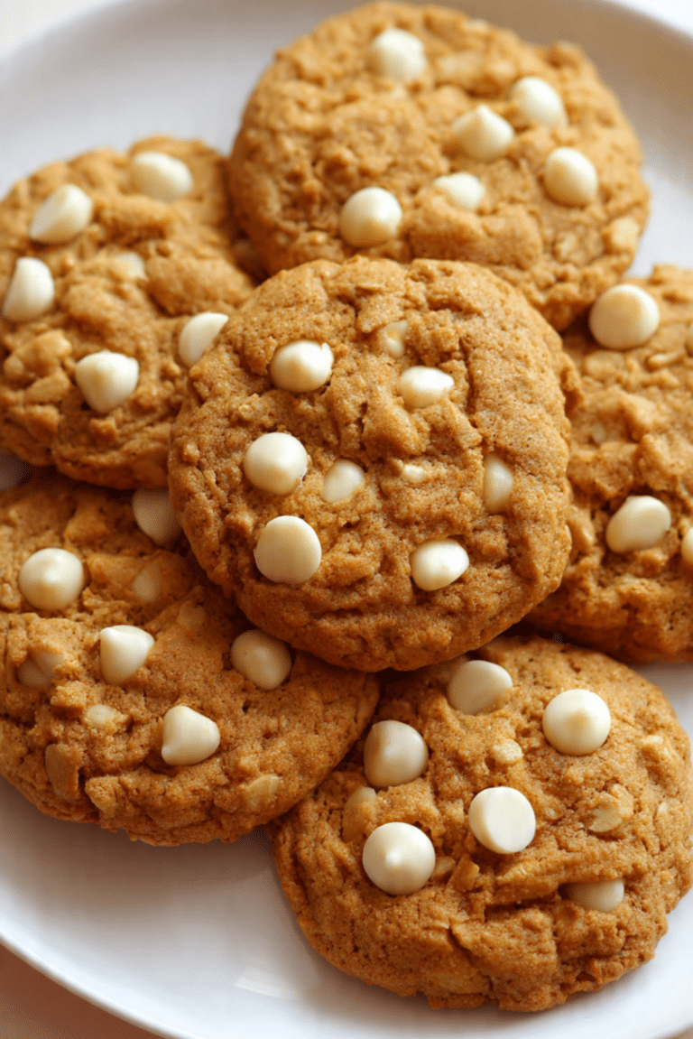 Deliciously Spiced Oatmeal Pumpkin Cookies with White Chocolate