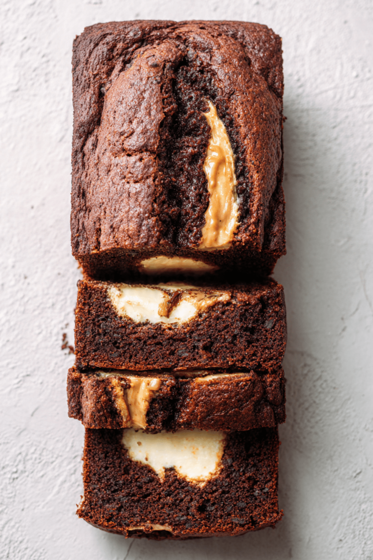 Peanut Butter Cream Cheese Filled Chocolate Banana Bread