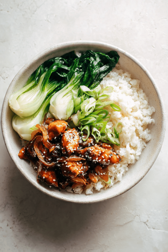 Coconut Miso Rice Bowl with Honey-Glazed Soy Chicken
