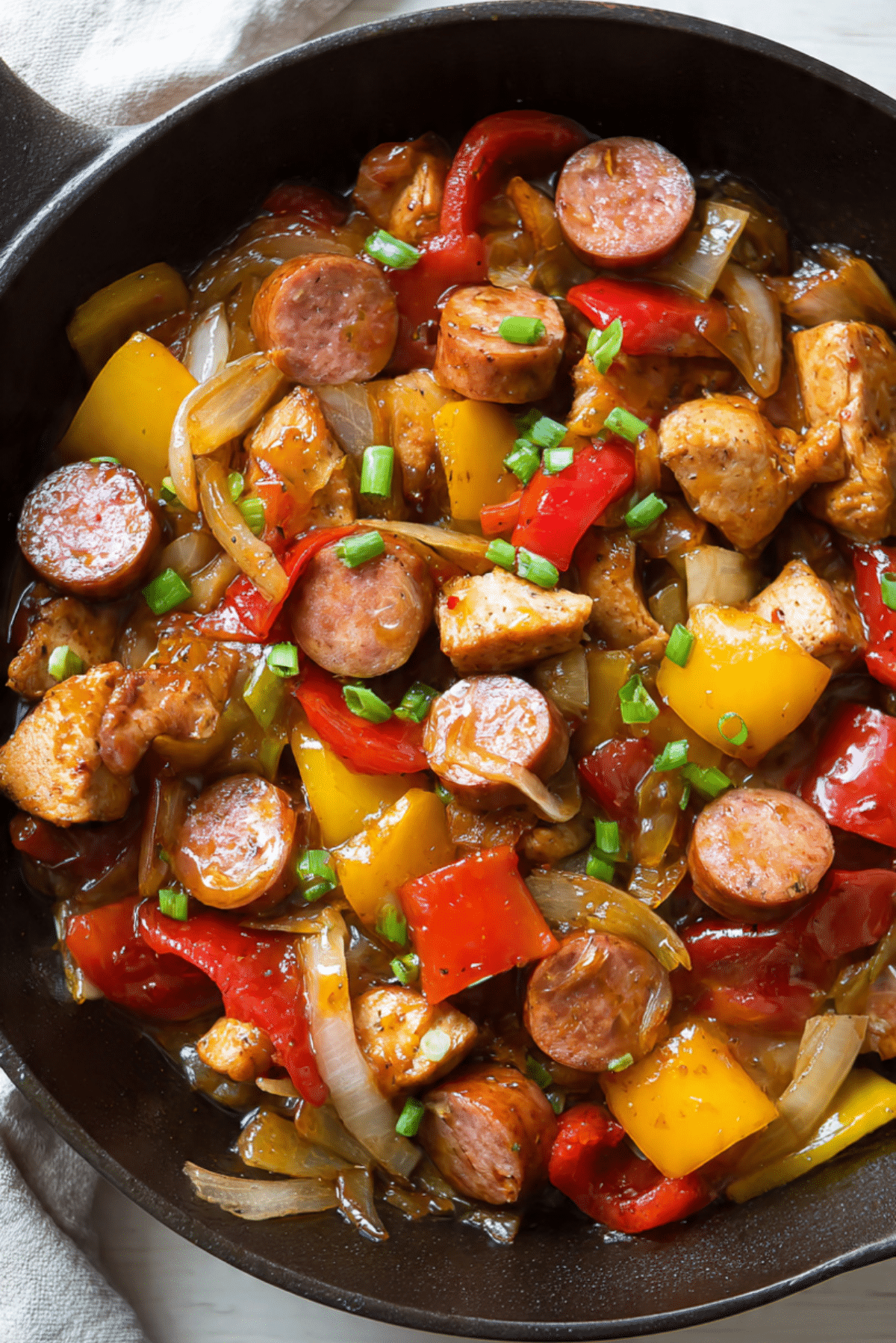 Skillet Chicken Kielbasa and Bell Pepper