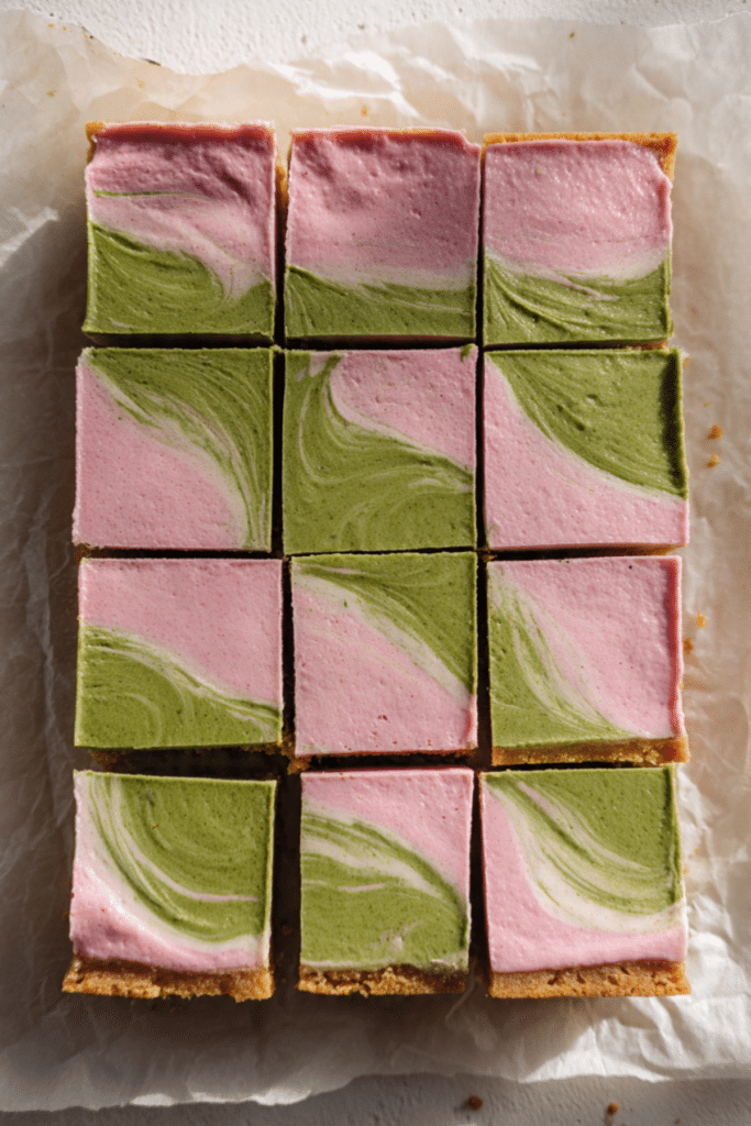 Strawberry Matcha Cheesecake Bars