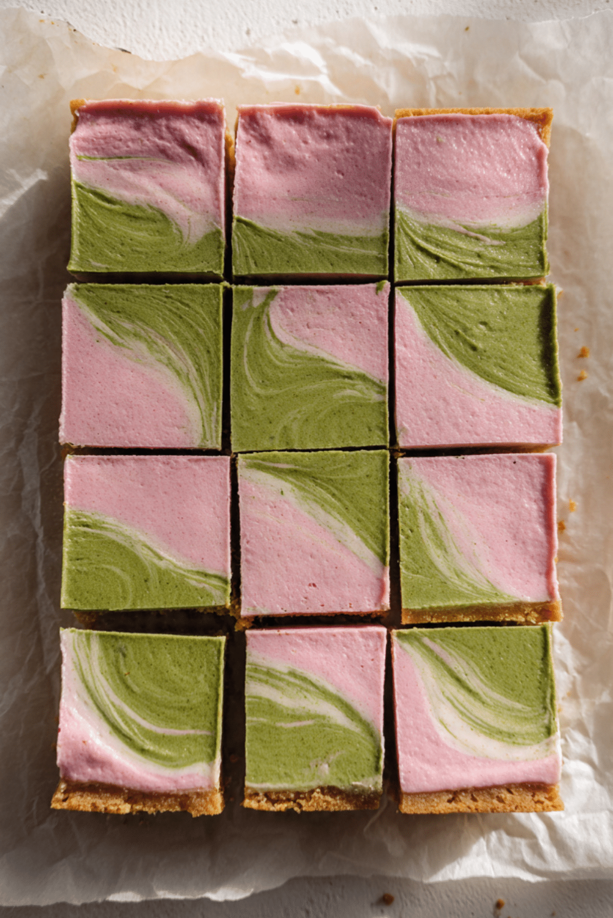 Strawberry Matcha Cheesecake Bars