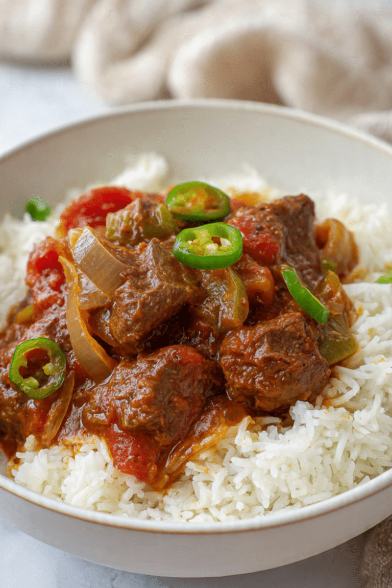 Tender Venison Cubes with Onions, Green Peppers & Tomatoes
