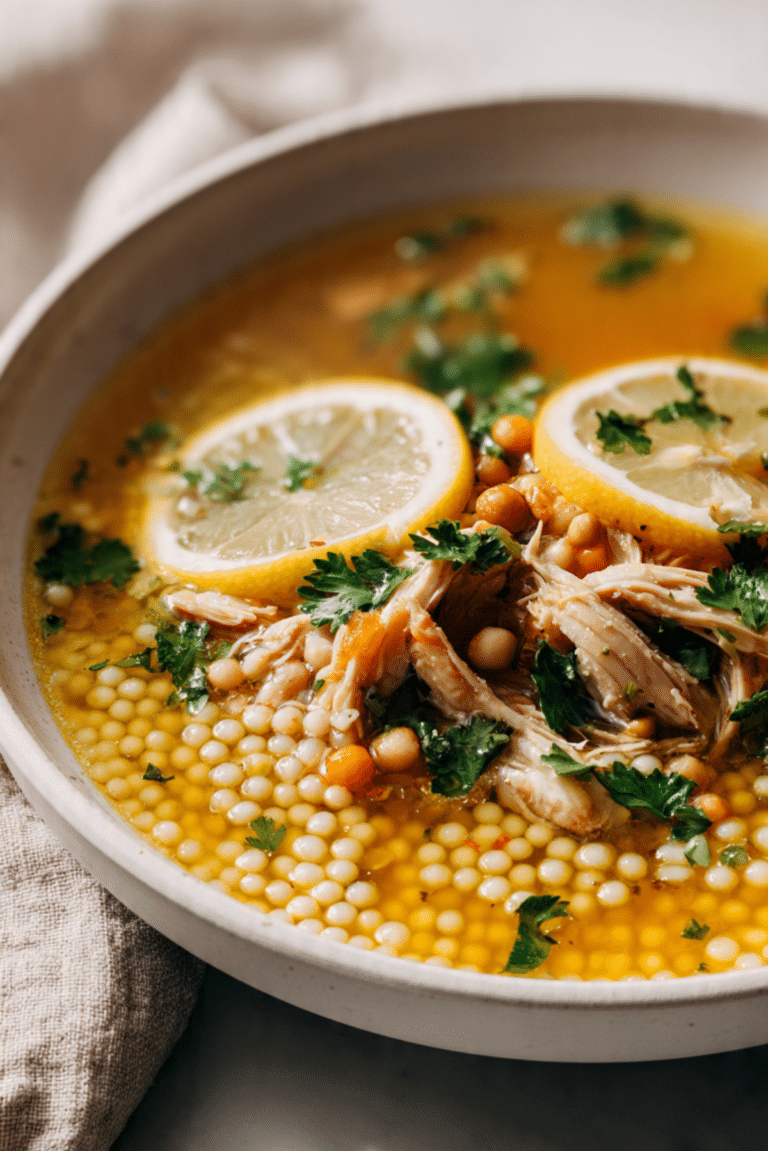 Pearled Couscous Lemon Chicken Soup
