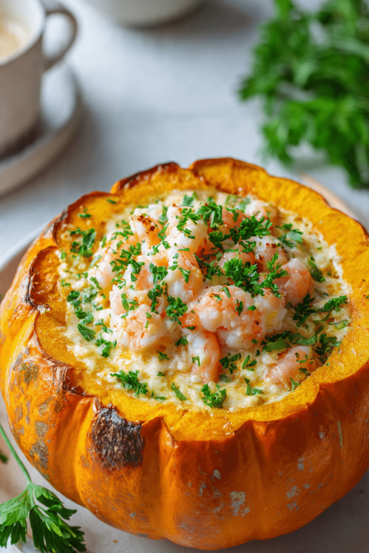 Brazilian Shrimp Stuffed Pumpkin