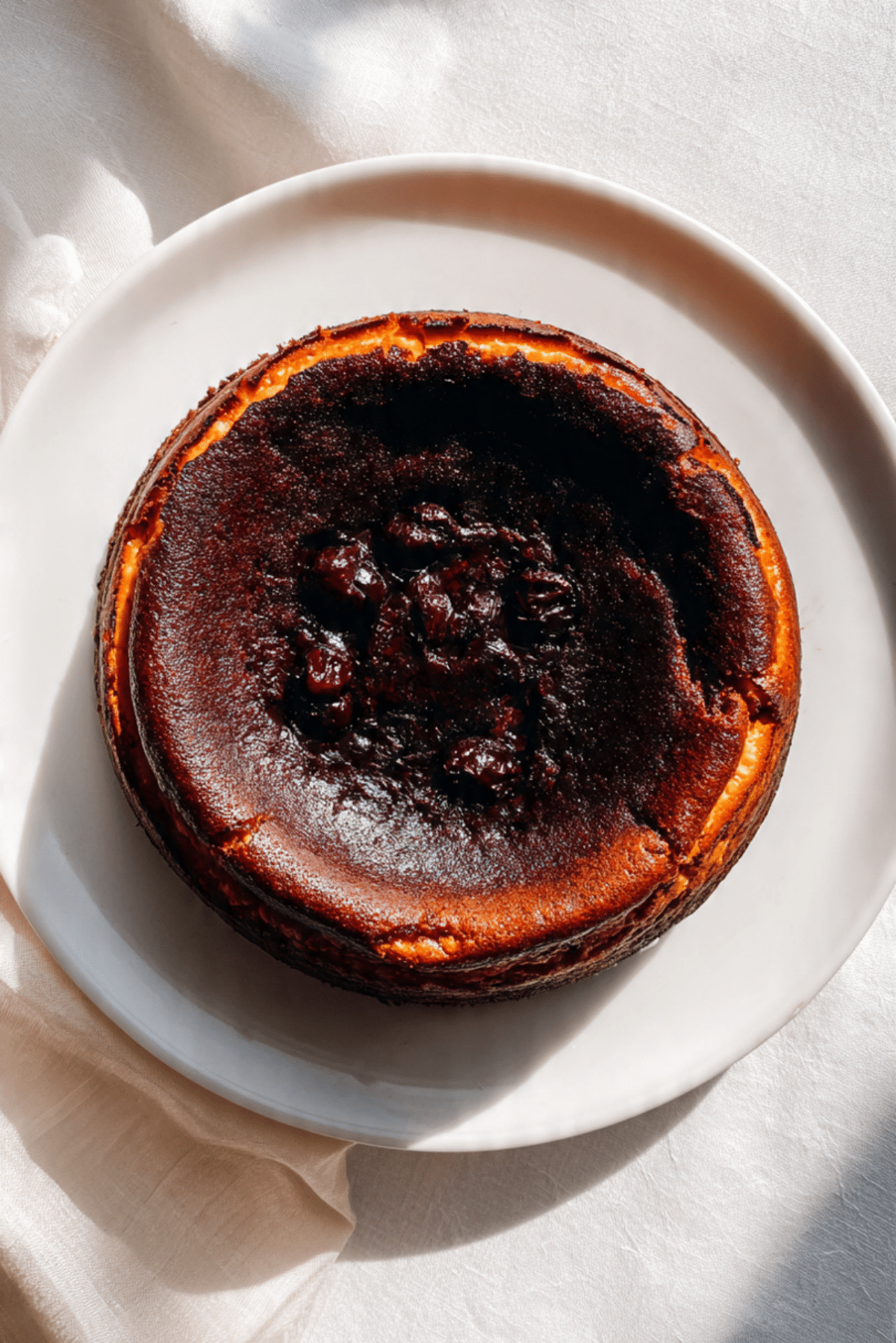 Burnt Chocolate Cherry Crush Basque Cheesecake