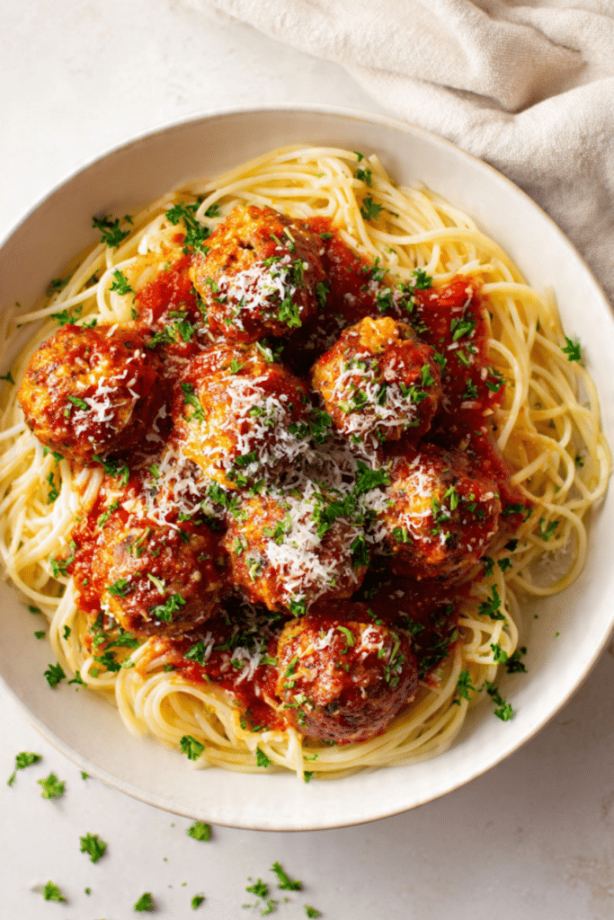 CHICKEN MEATBALLS AND SPAGHETTI