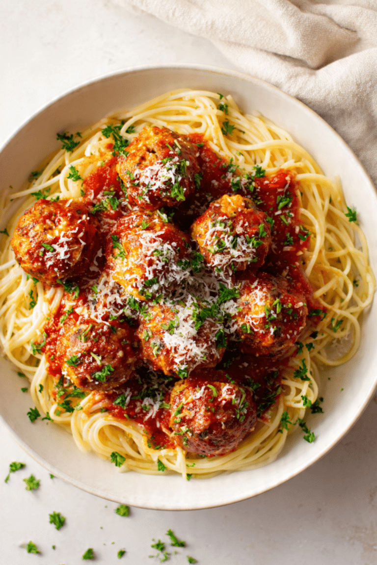CHICKEN MEATBALLS AND SPAGHETTI