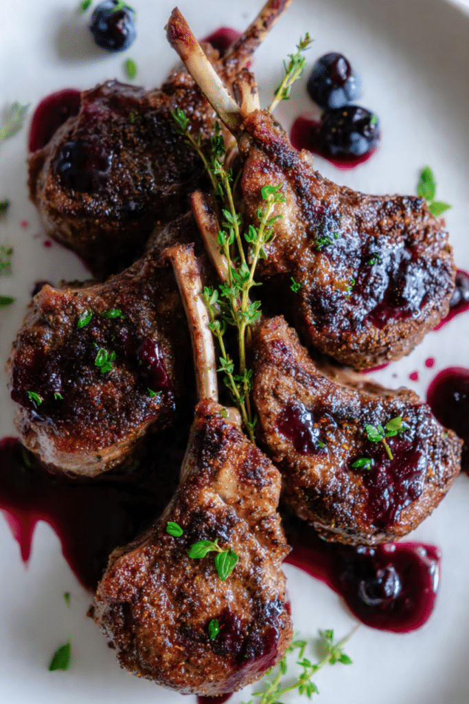 Coffee-Rubbed Lamb Chops with Blackberry Reduction