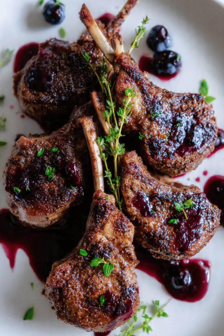 Coffee-Rubbed Lamb Chops with Blackberry Reduction