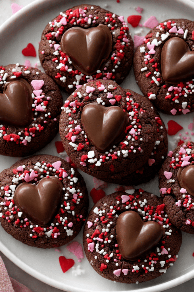 Chocolate Sprinkle Heart Cookies