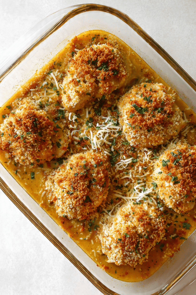 Garlic Butter Chicken with Cheesy Breadcrumbs