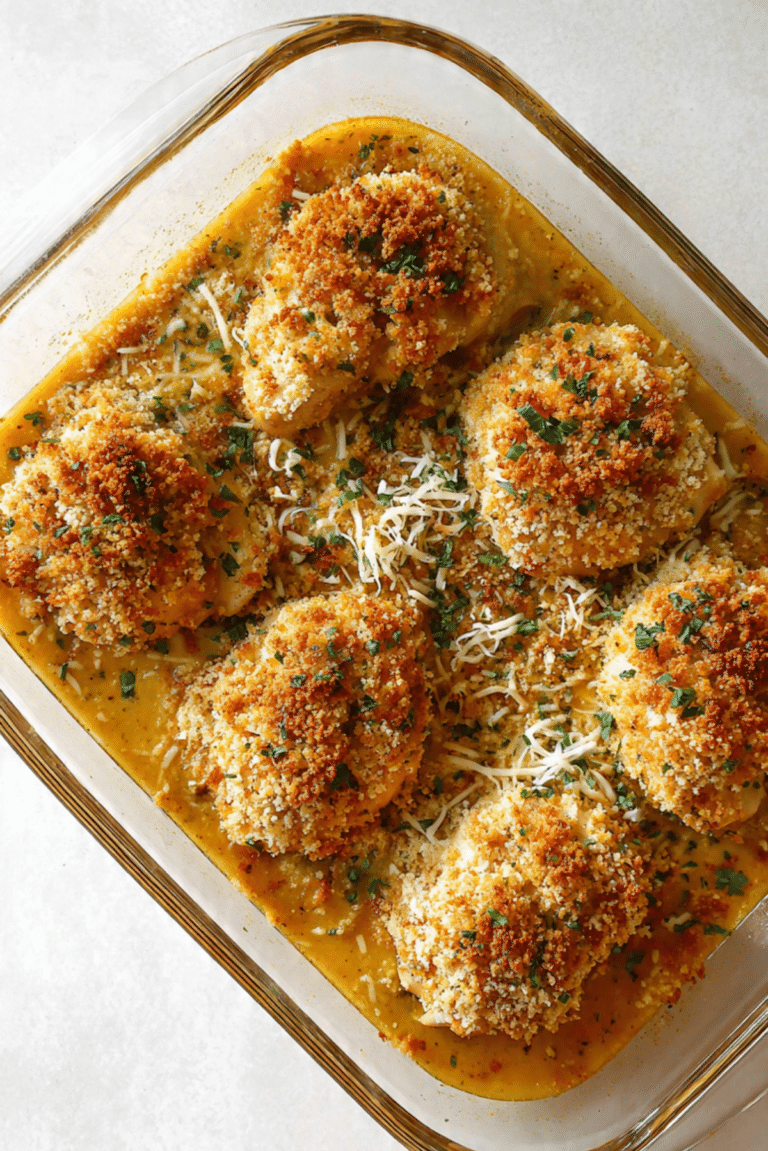 Garlic Butter Chicken with Cheesy Breadcrumbs