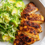 Blackened Chicken Breasts with Shaved Brussels