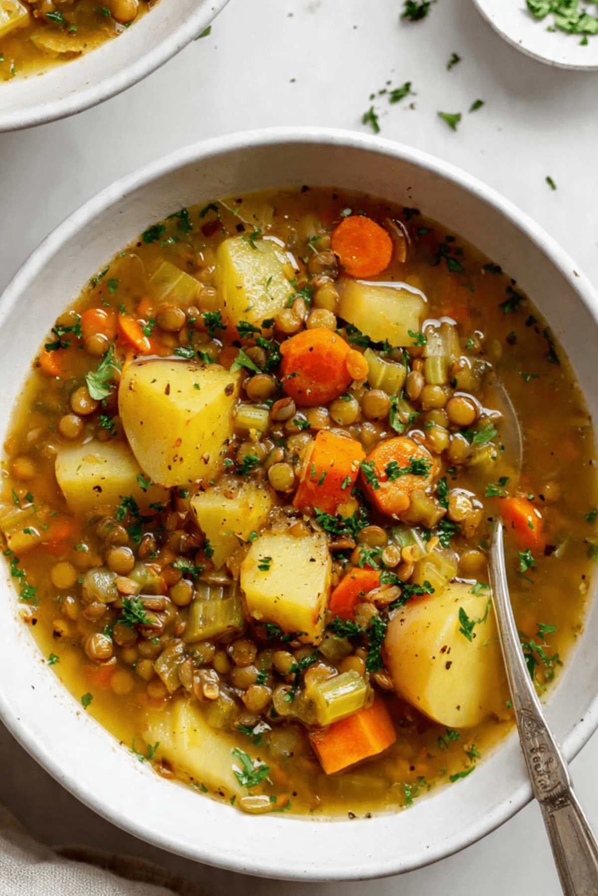 Brothy Lentil Potato Soup with Yukon Gold Potatoes