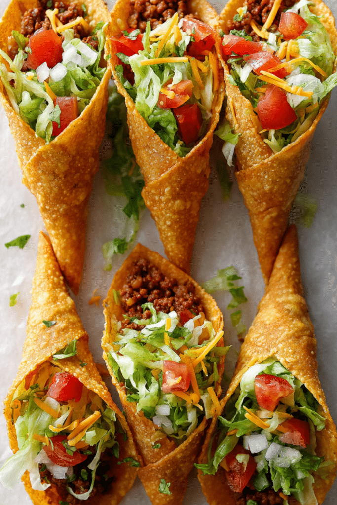 Crispy Beef Tacos Cones