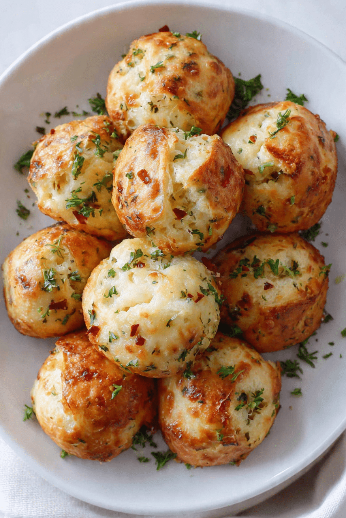 Cheese stuffed garlic bread balls
