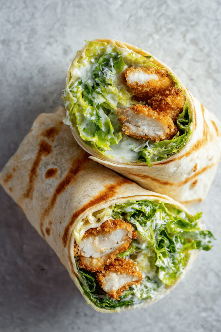Crispy chicken Caesar wrap toasted