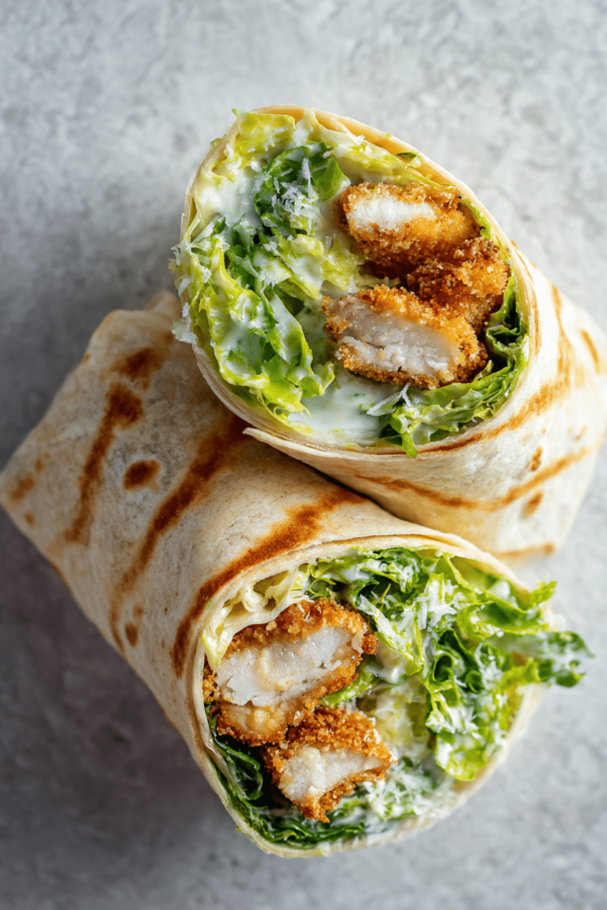 Crispy chicken Caesar wrap toasted