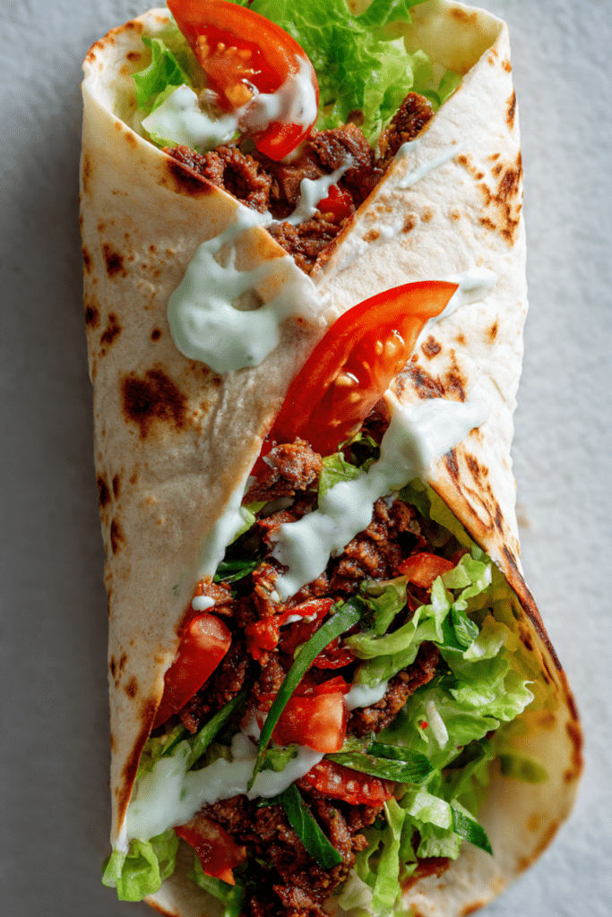 Spicy tortilla kebab