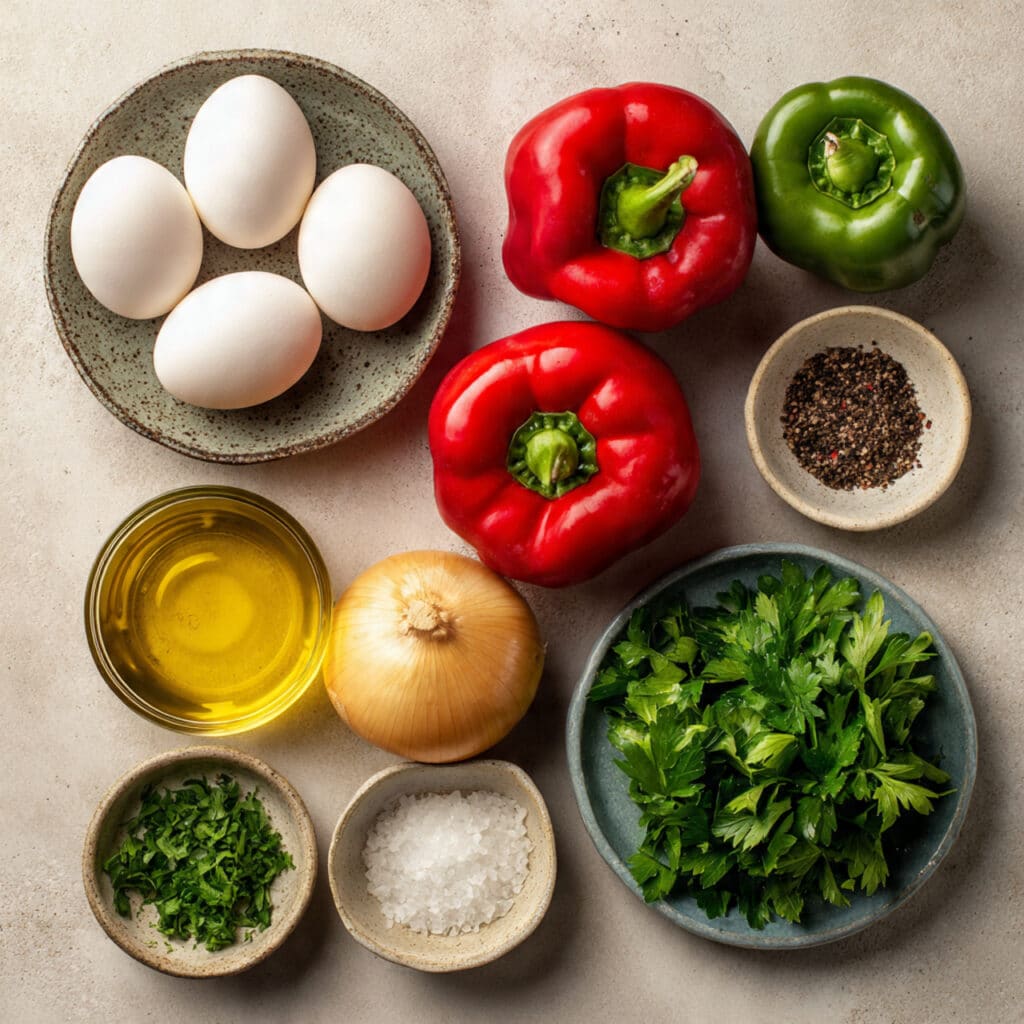 Rustic omelet with peppers