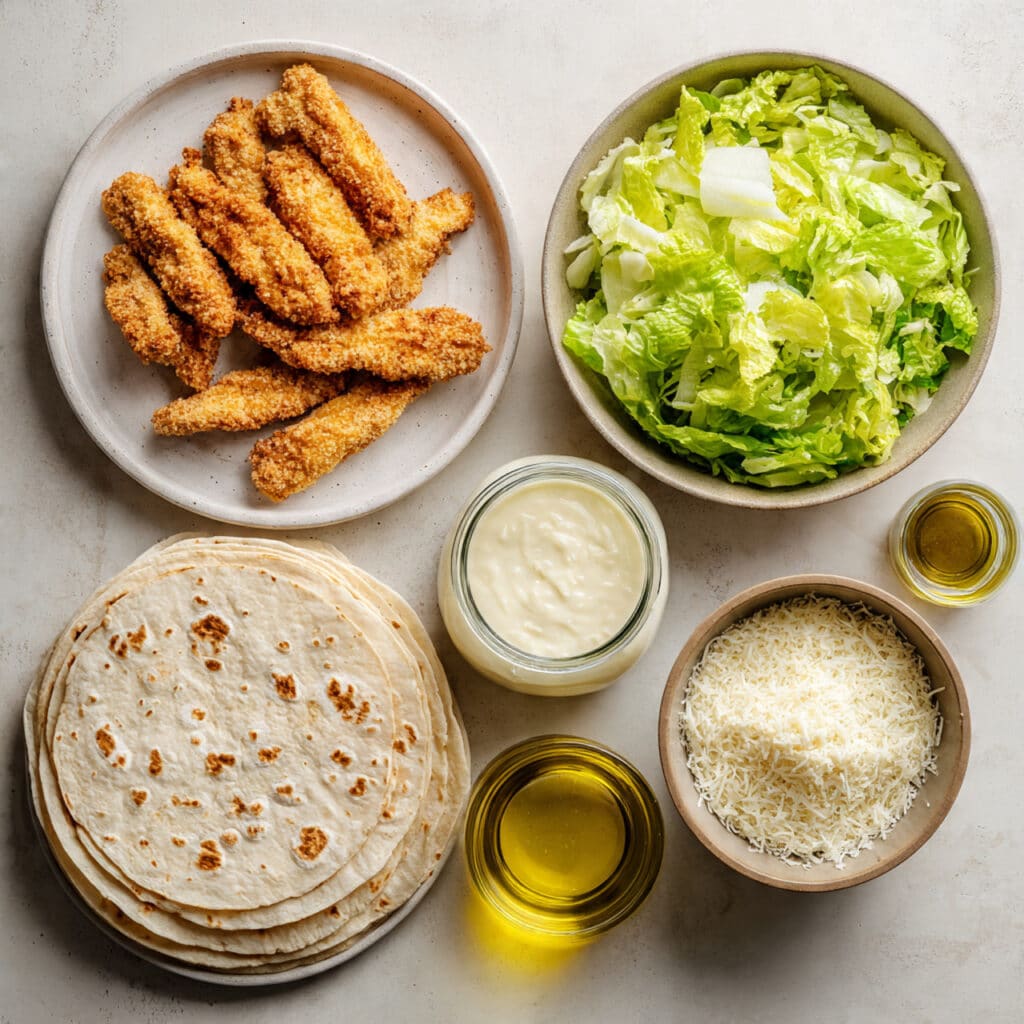 Crispy chicken Caesar wrap toasted